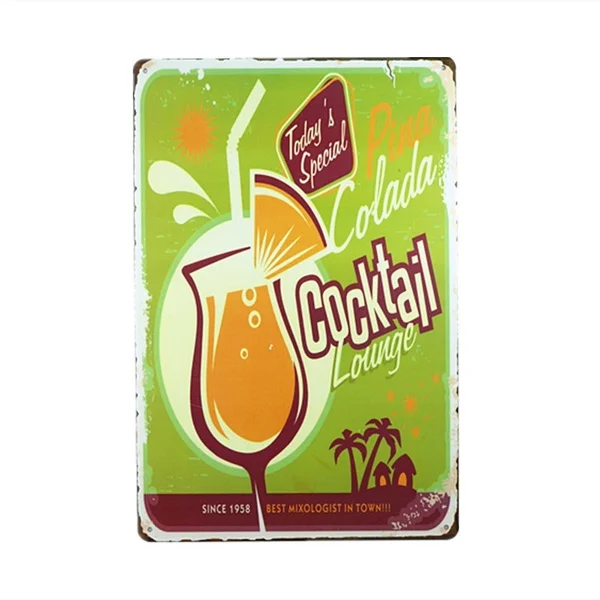 

Pina Colada Vintage Metal Tin Sign Rustic Bar Pub Plate Tavern Home Wall Decor Retro Metal Art Poster