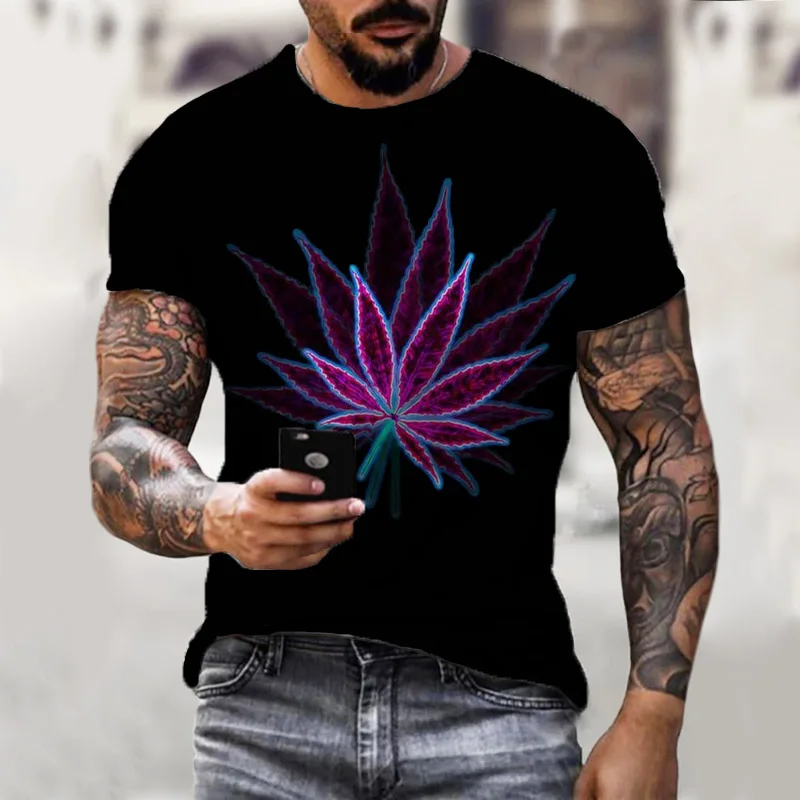 

Новинка 2021, Модная и удобная футболка с 3d принтом кленовых листьев, летняя Горячая Распродажа, красивое мужское уличное повседневное Трендо...