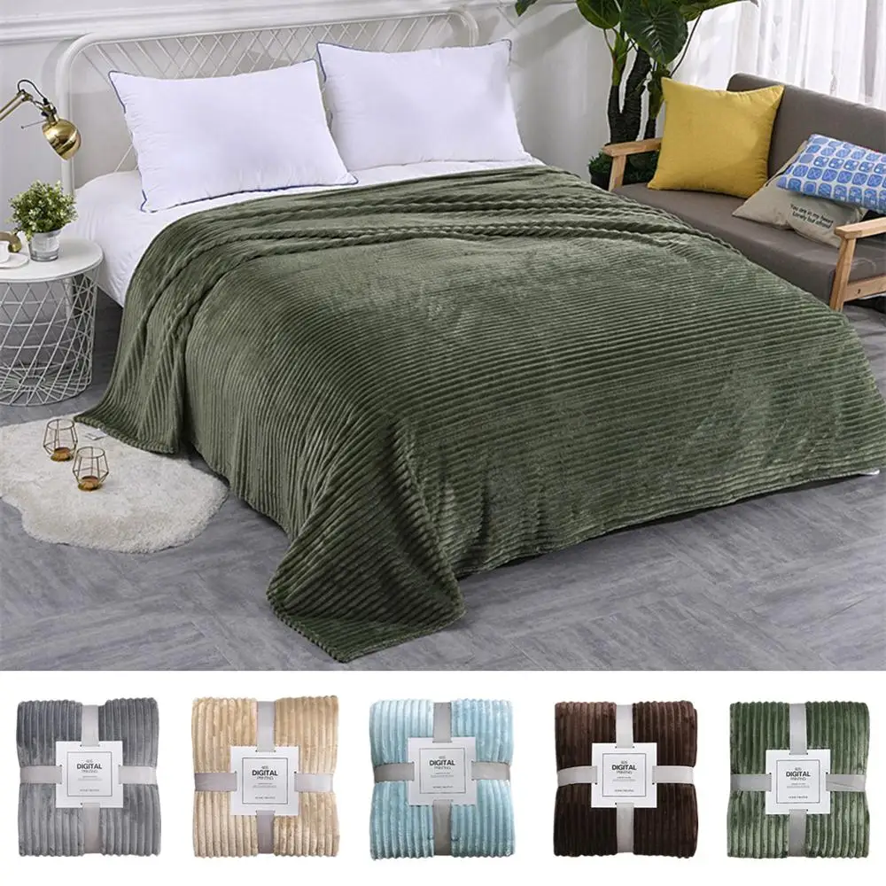 Одноцветный фланелевый диван плед одеяло супер мягкий покрывало зимнее теплое