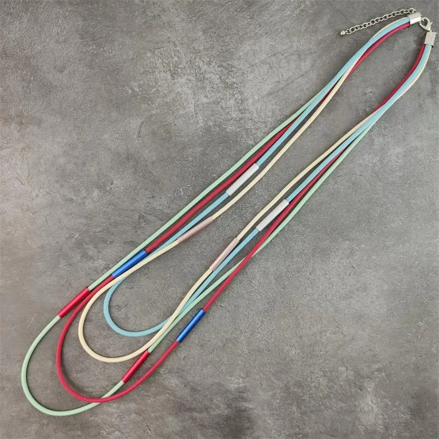 Горячее модное женское многоцветное ожерелье многослойный резиновый трос