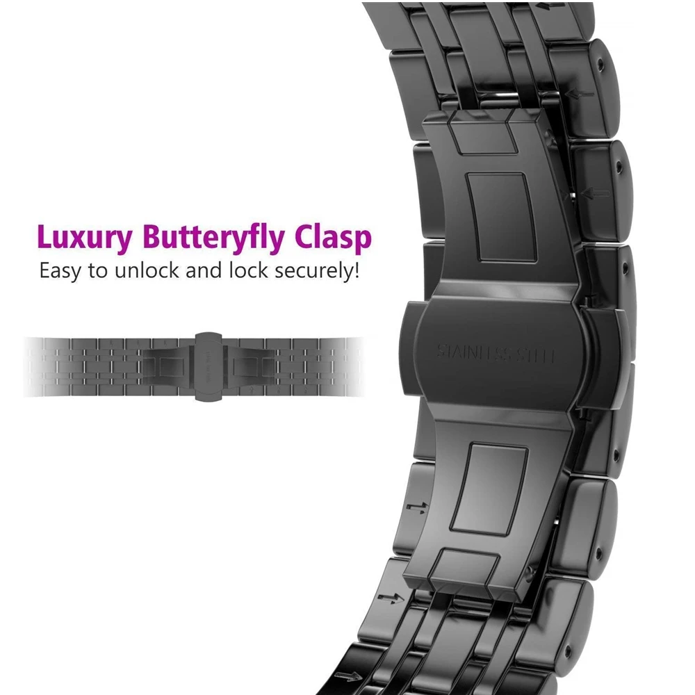 for apple watch band series 6 5 44mm smartwatch replacement bands stainless steel link bracelet for iwatch se 4 40mm wrist strap free global shipping