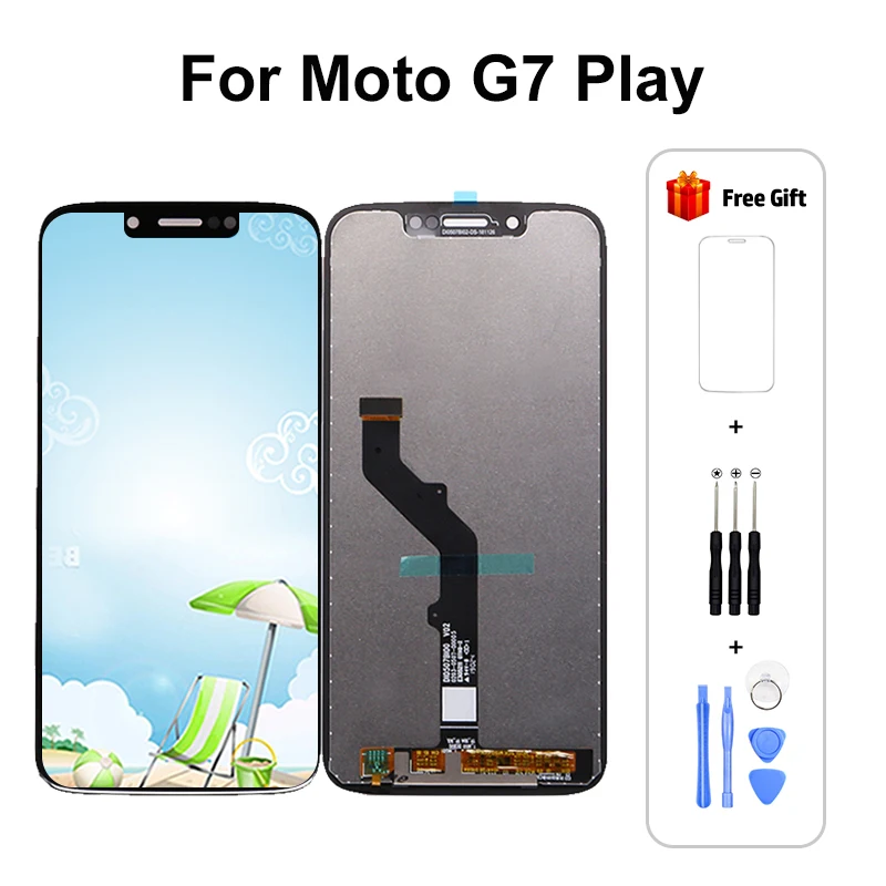 ЖК дисплей для Motorola Moto G7 Play сенсорный экран в сборе сменный с цифровым