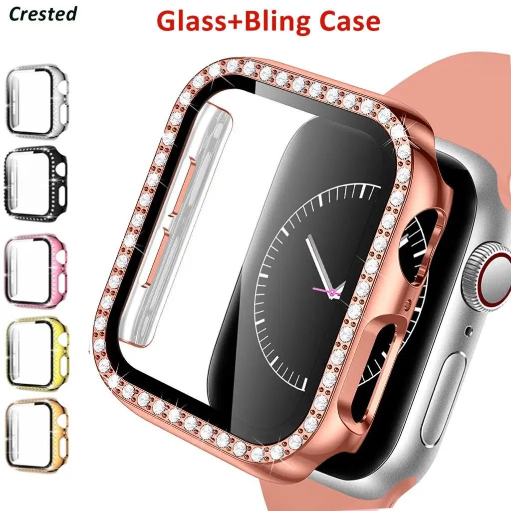 Стекло и чехол для Apple Watch 44 мм 40 42 38 защитный бампер аксессуары iwatch series 3 4 5 6 se 7 45 41 |