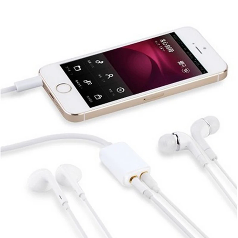 

3.5mm Splitter 1 Male To 2 Female Cable White ATA6 Headphone Splitter Headset Adapter Headset Microphone Audio Adapter