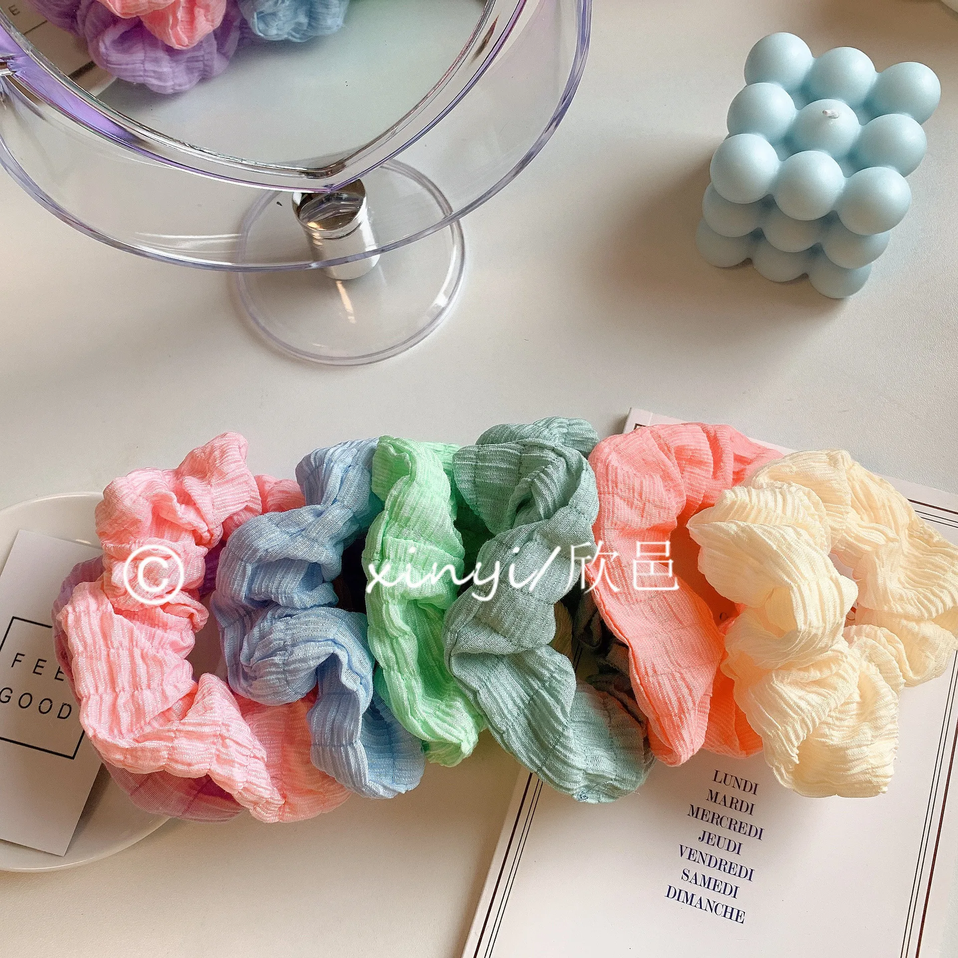 

Wholesale 2pcs Women Chiffon candy color Hair Scrunchies lovely Hairbands Girl's gift Hair Accessories