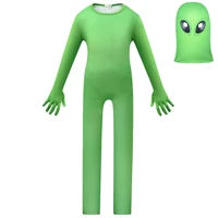 cosplay green alien costume for kids boys fancy halloween carnival party stage show jumpsuit mask children clothes c48k171