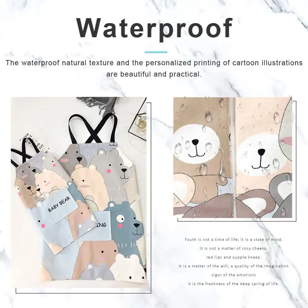 

Thick Waterproof Apron Creative Cartoon Cotton Linen Parent-child Apron Anti-pollution Waterproof Kitchen Baking Cooking Tools