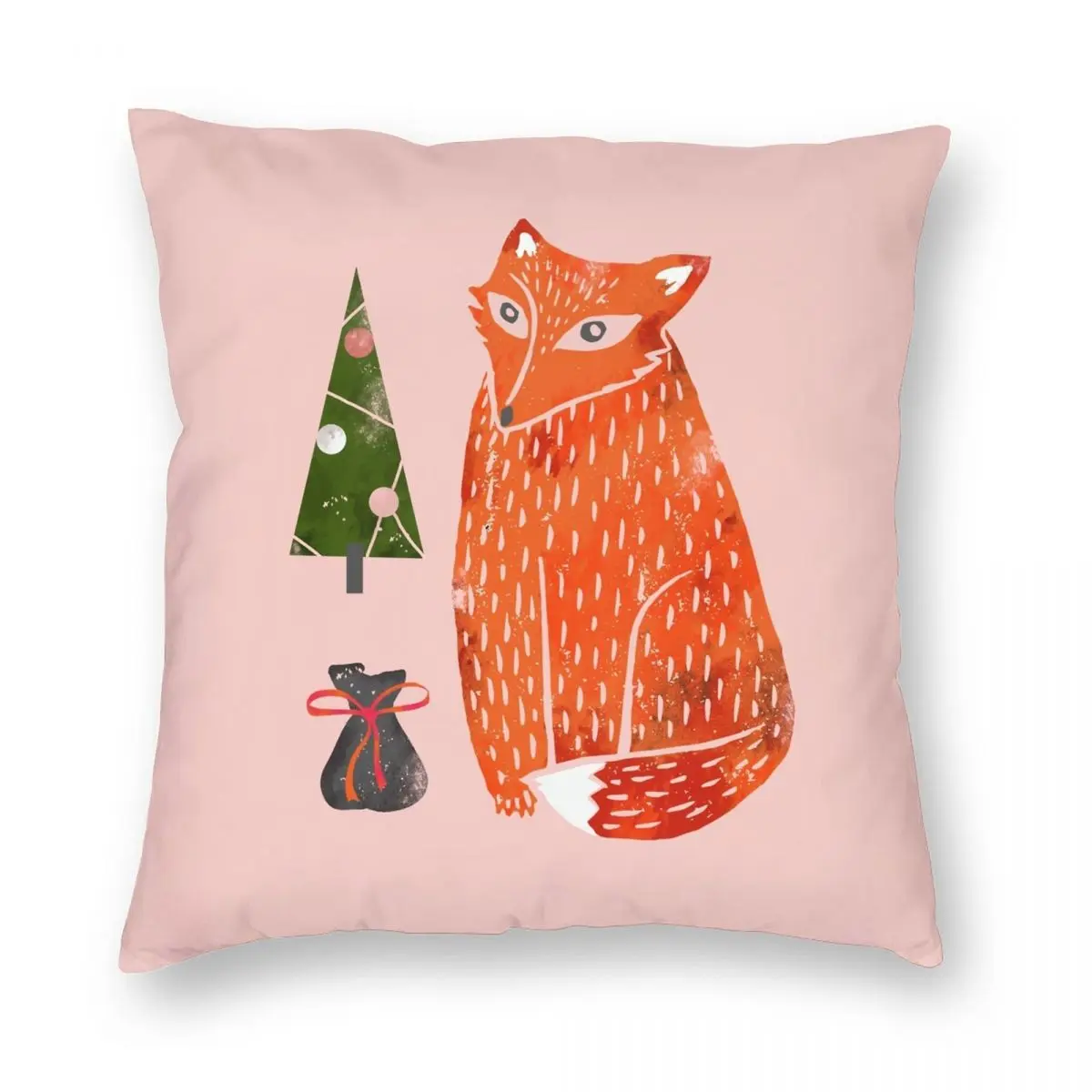 

Christmas Fox Cute Square Pillowcase Polyester Linen Velvet Pattern Zip Decorative Throw Pillow Case Car Cushion Cover