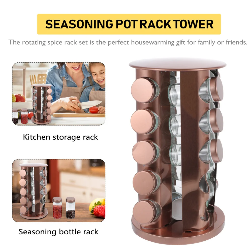

2pcs 20 Bottles Rotatable Spice Rack Kitchen Seasoning Bottle Rack Tower