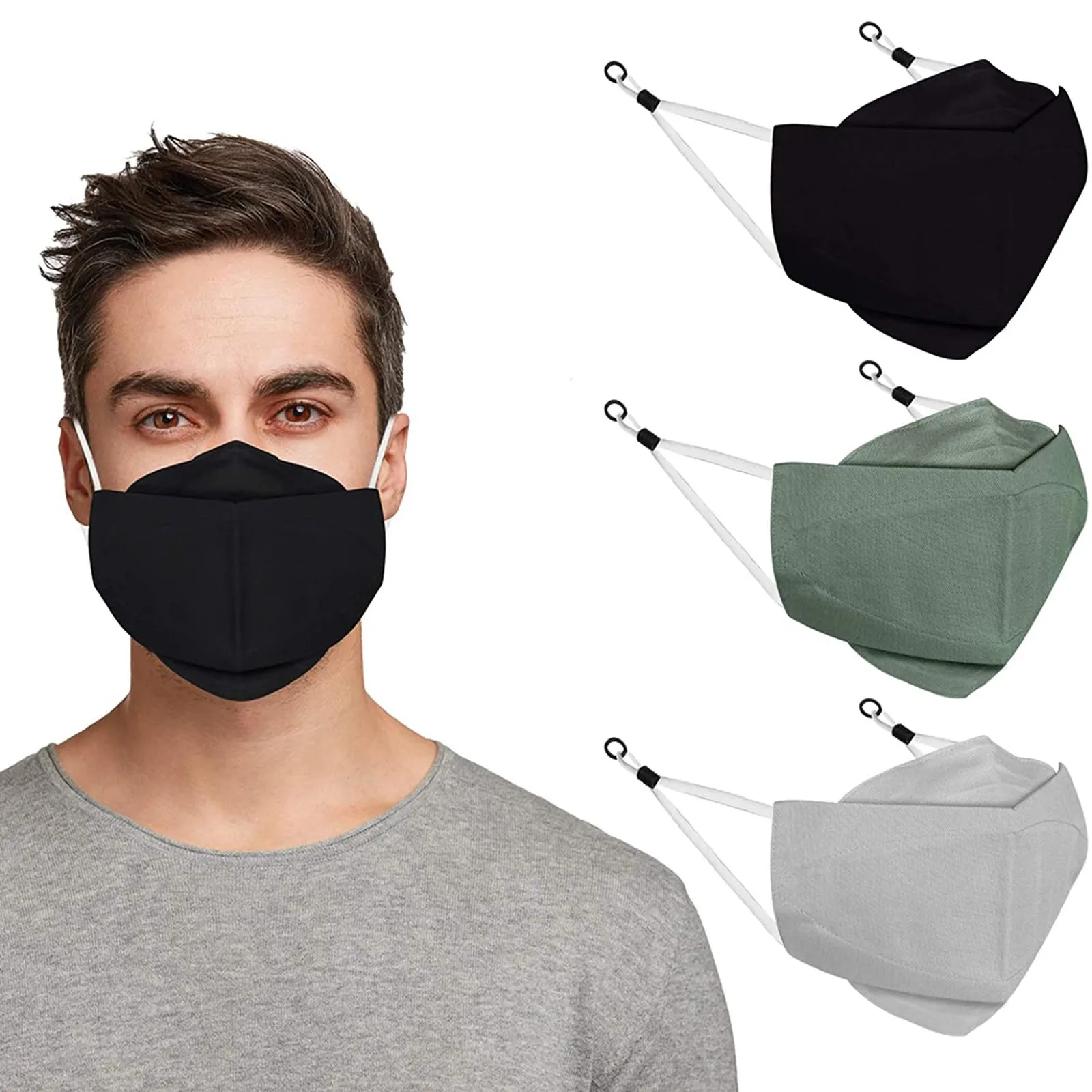 Cosplay Mask 3pc Fogging Cloth Solid Color Face Adult With Nose Wire &amp Adjustable Earloops Masque Mascarillas Sunscreen |