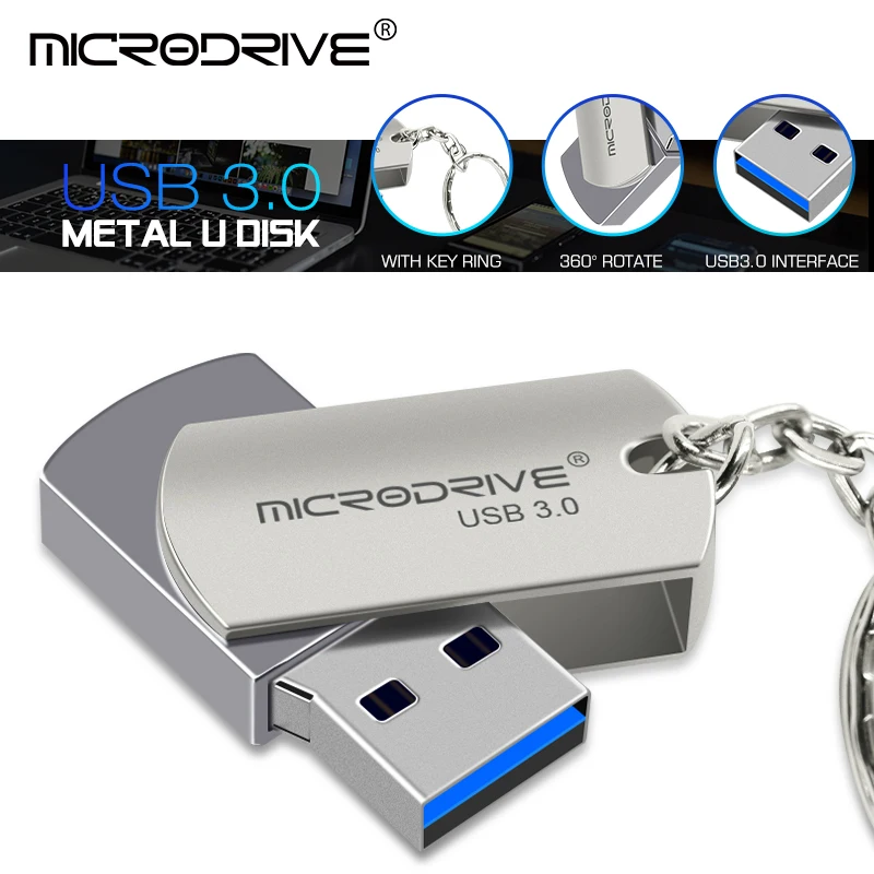 Вращающийся металлический usb3.0 флеш накопитель флэш 64 ГБ 32 оперативной памяти 16
