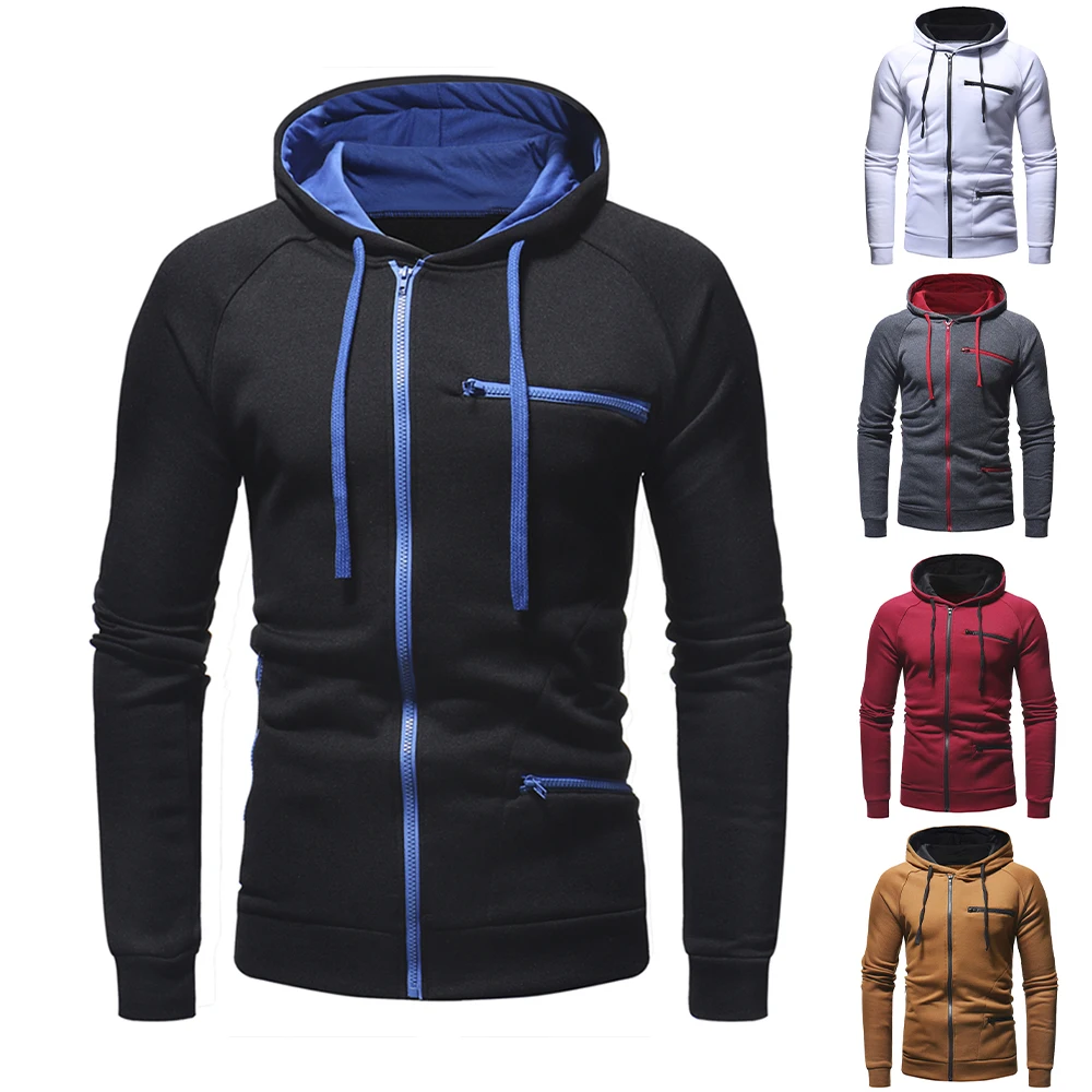 

2022 Mens Hooded Jacket Coat Long Sleeve Solid Classic Casual Spring/Autumn Warm Coat Drawstring Zip Up Coat Daily Thermal Coat