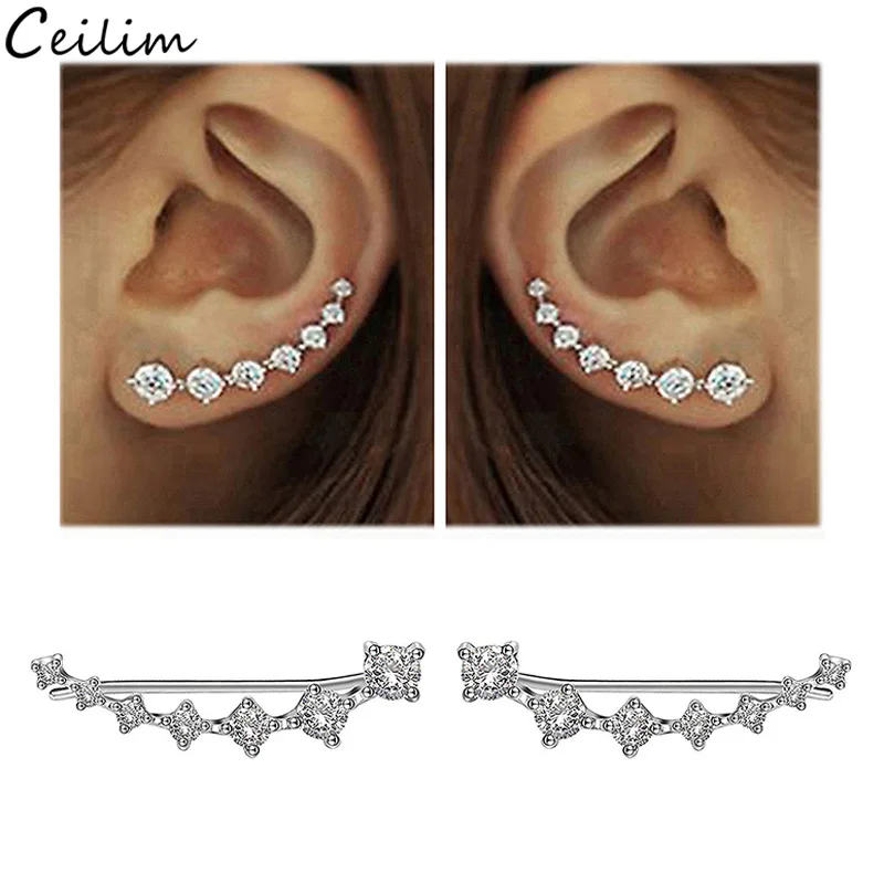 2020 модные длинные серьги-клипсы золотого и серебряного цвета с фианитами для