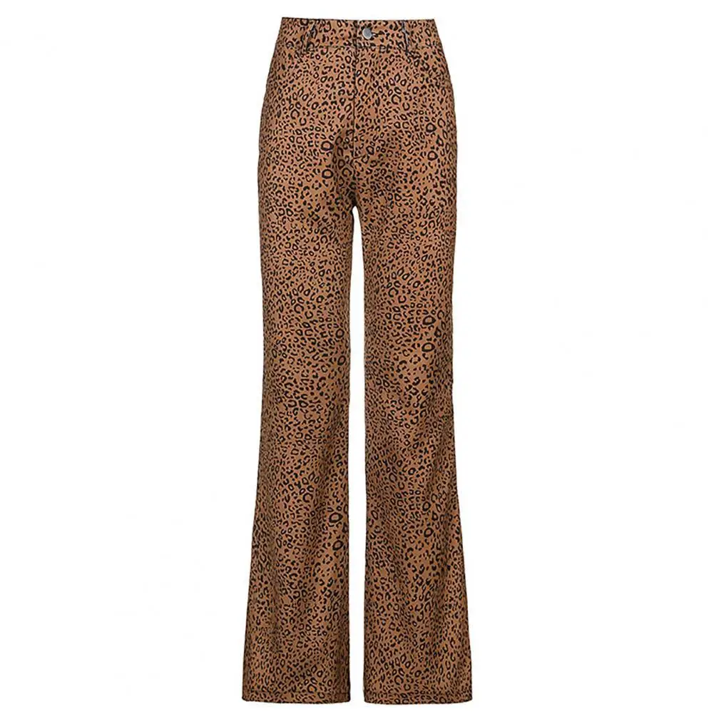 

Leopard Print Loose Women Pants Fashion High Waist Pockets Straight Trousers for Street Women Streetwear Pants Vintage