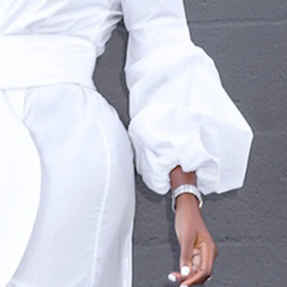 

Cocktail Dresses 2020 Fall Deep V White Design Temperament Sexy Pile Sleeves Dress African Women Elegant Cocktail Dresses