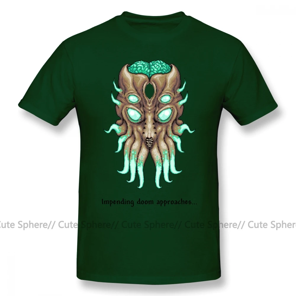 Футболка Terraria, футболка Terraria Moon Lord, короткие рукава уличная одежда, футболка, большая футболка из 100 хлопка, отличная графическая футболка - Цвет: Dark Green