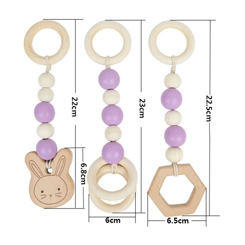 

3pcs/lot Baby Wooden Chain Chewable Bracelet Baby Mobile Wooden Teethers Leaf Rattle Toy Can Chew BPA Free Baby Teething Gifts