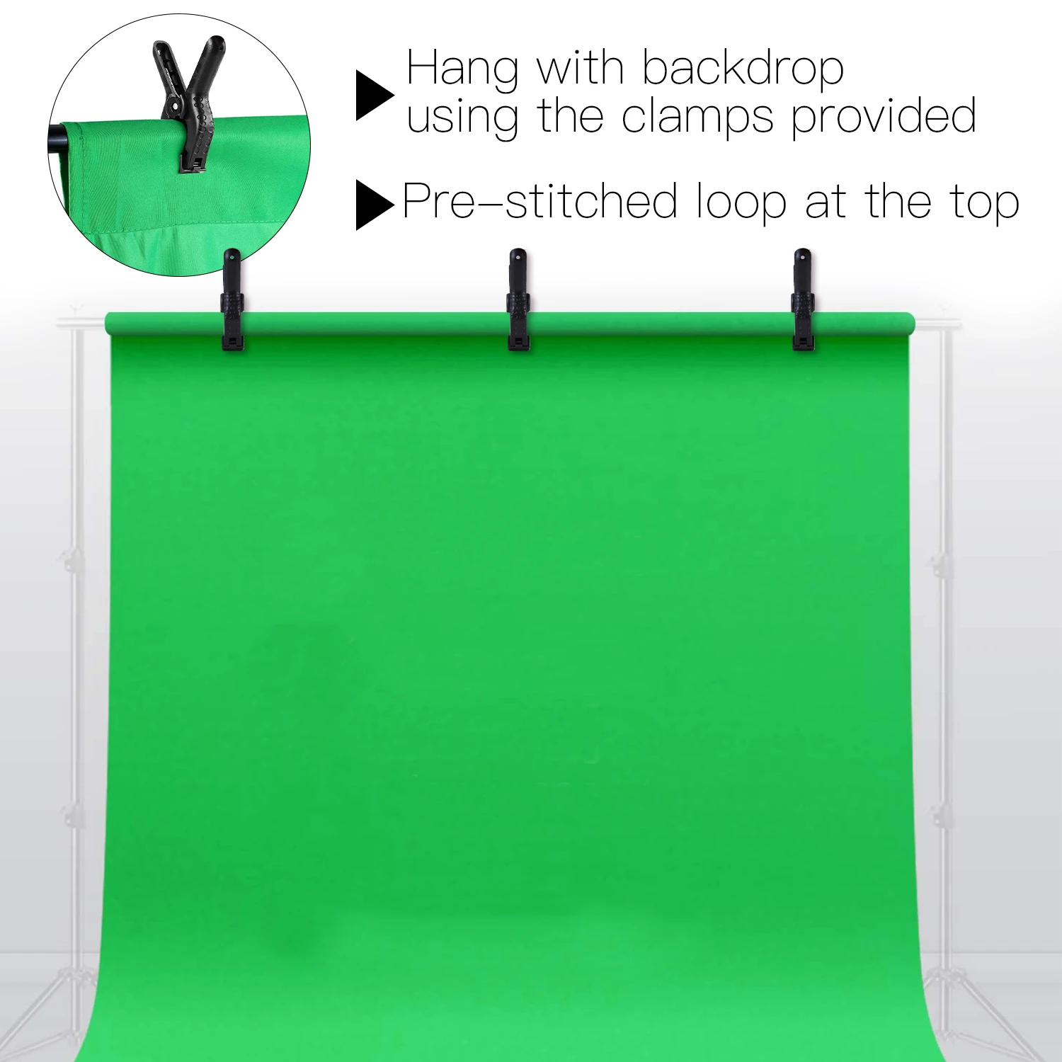 

1.8 * 2.8m/ 6 * 9ft Photography Background green Screen Backdrops Photo Studio Washable Polyester-cotton Material with 3 Clamp