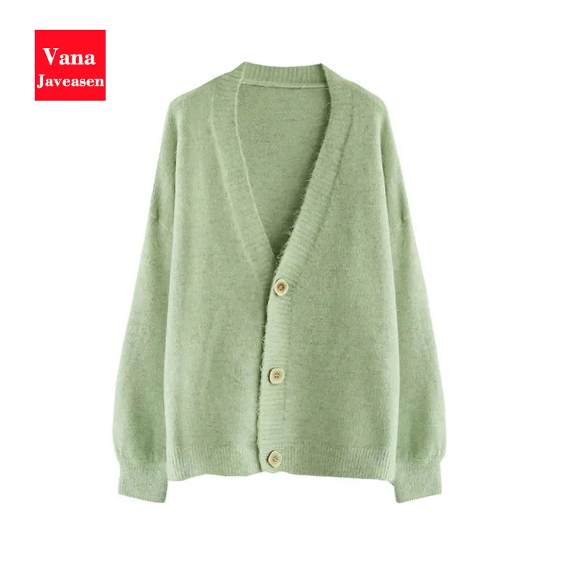 

Korean Casual Women's Jacket Autumn Loose Stretch Ladies Long-sleeved Knit jacket V-neck Single-breasted Woman Pink Sweater Top