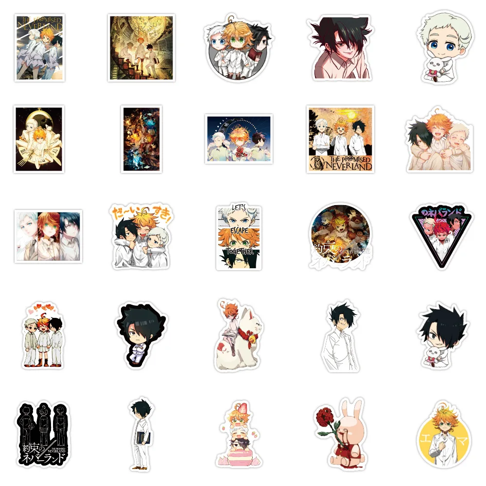 

10/50pcs Japanese Anime The Promised Neverland Stickers for Notebook Motorcycle Skateboard Computer Phone Cartoon Toy Sticker
