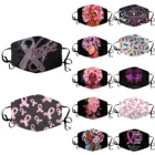 Маска женская многоразовая ветрозащитная с принтом и розовой лентой