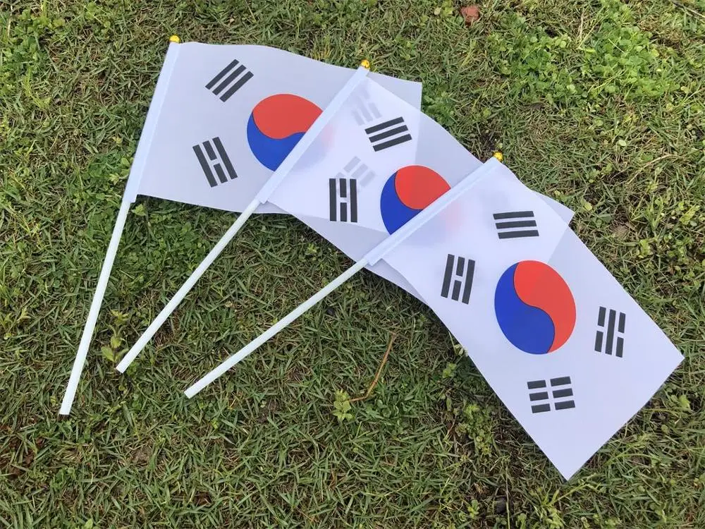 14х21 см 20 штук южнокорейского национального флага пластиковый флагшток ручной