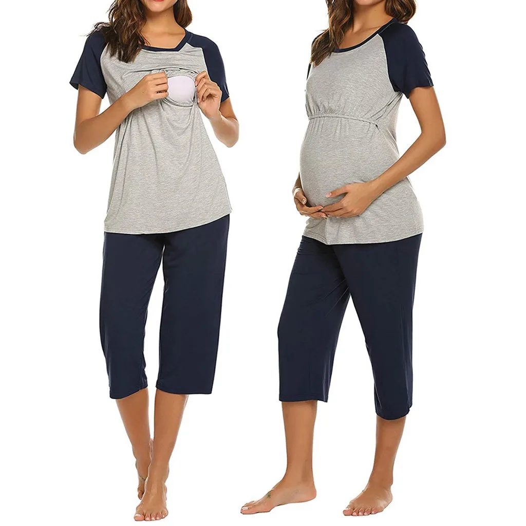 Лето 2020 женский топ с коротким рукавом для беременных и кормящих детей футболка +