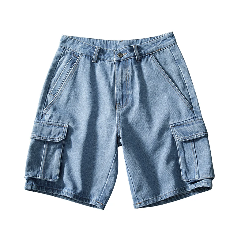 Шорты карго LBZ100 мужские джинсовые с карманами Свободные мешковатые штаны из
