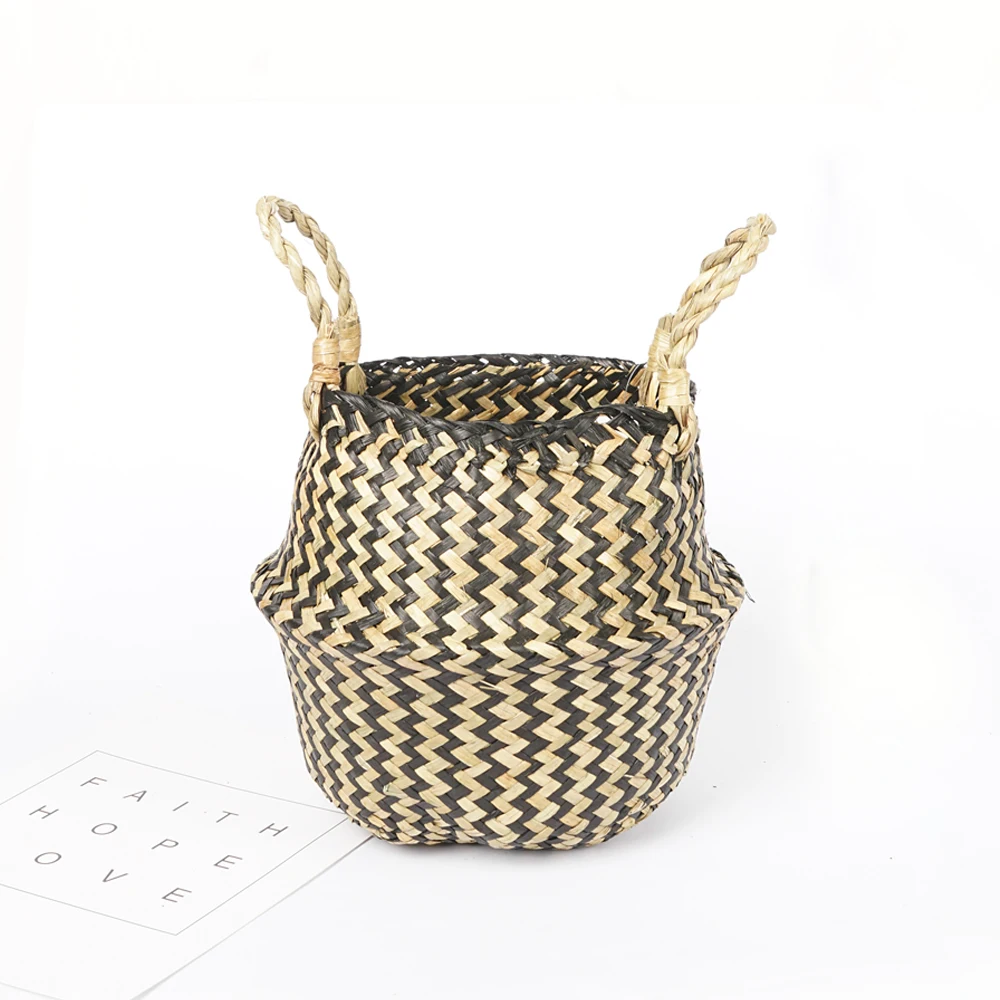 

Wicker Basket Seagrass Garden Plant flower Basket Plant Pot Folding Rattan Seagrass Planter Garden Decorative Vase