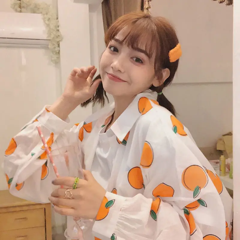 

Женская тонкая шифоновая Солнцезащитная куртка, Корейская версия свободного покроя в стиле Харадзюку, с принтом фруктов, лето 2021