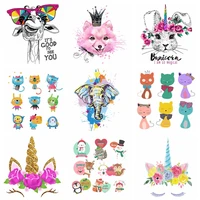 cartoon animal patch unicorn thermal sticker on clothes owl patches for t shirt iron on thermal transfer for clothing stripes