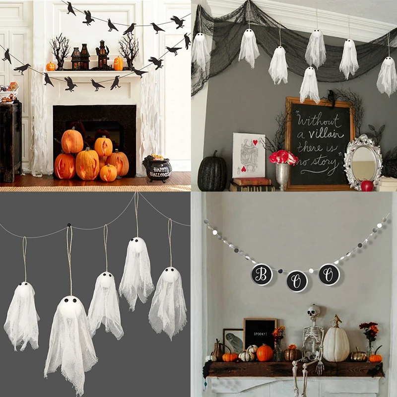 Новые вечерние украшения на Хэллоуин ворона плакат привидение гирлянда