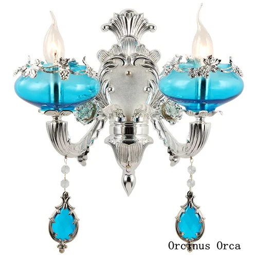 Французская Роскошная синяя Хрустальная настенная лампа гостиной коридора