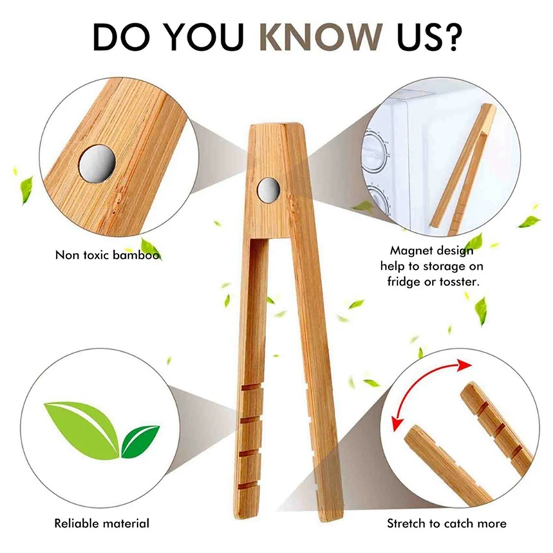 Щипцы-тостеры 2 размера с магнитом деревянные бамбуковые магнитные шпатели шт.