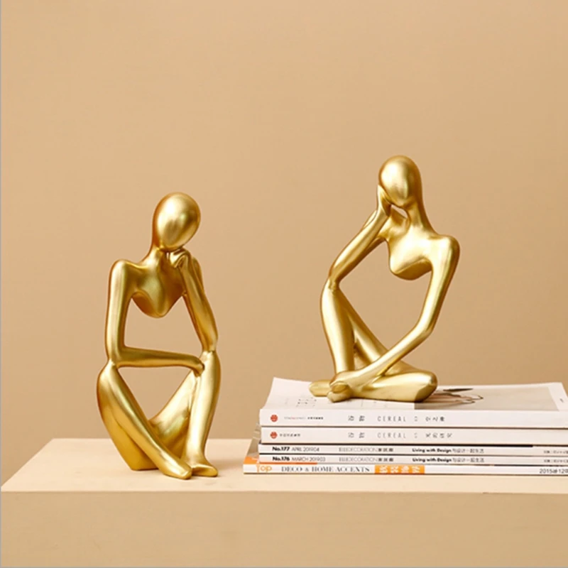

Nordic Abstract Character Golden Decoration Creative Home Ornament Drawing Room Office Sandstone Decor Gift