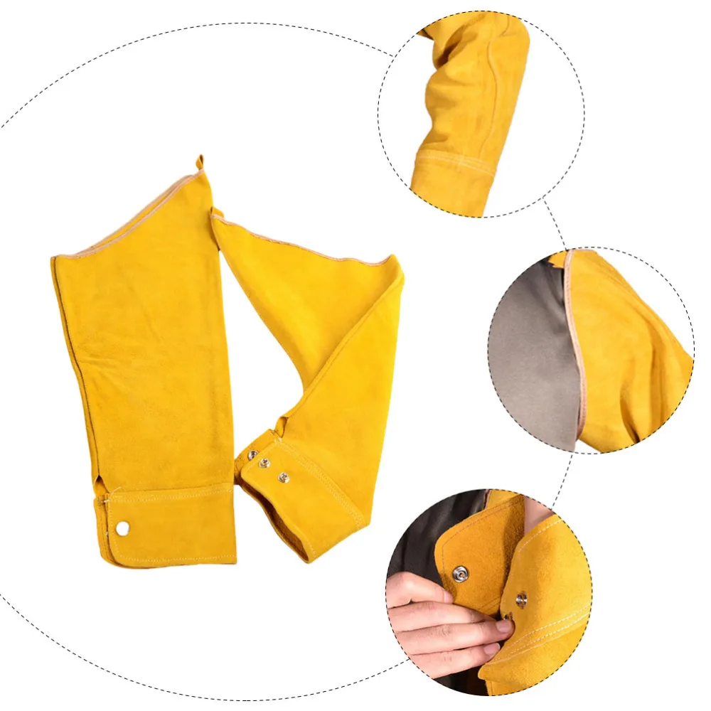 

1 Pair of Safe Arm Protective Oversleeves Cowhide Welding Oversleeves (Yellow)