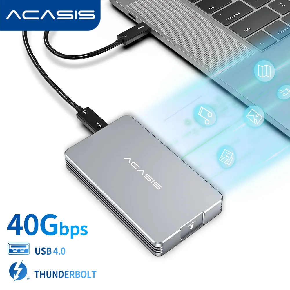 Acasis Thunderbolt 3 USB 4.0 נייד M.2 Nvme מארז 40Gbps סוג C ממשק תואם עם USB 4/ 3.2/3.1/3.0
