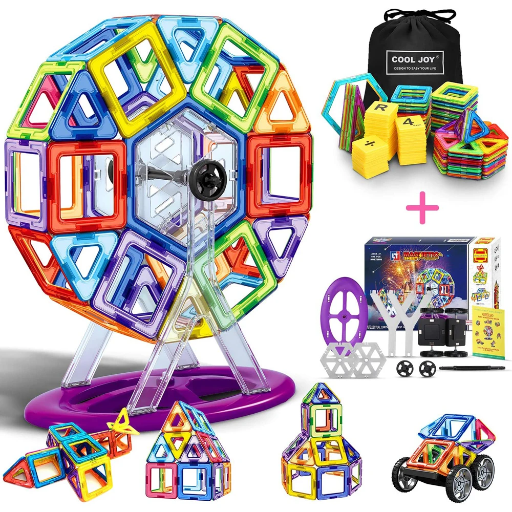 

107PCS Magnetic Building Blocks Magnet Designer Set Model Construction Blocks Toy Splicing Digital Cognition Toys Children Gifts