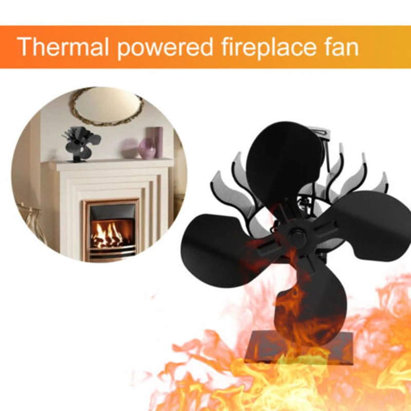 2 в 1 Тепловая печь 4 лопасти Домашний Вентилятор для камина боковой вентилятор
