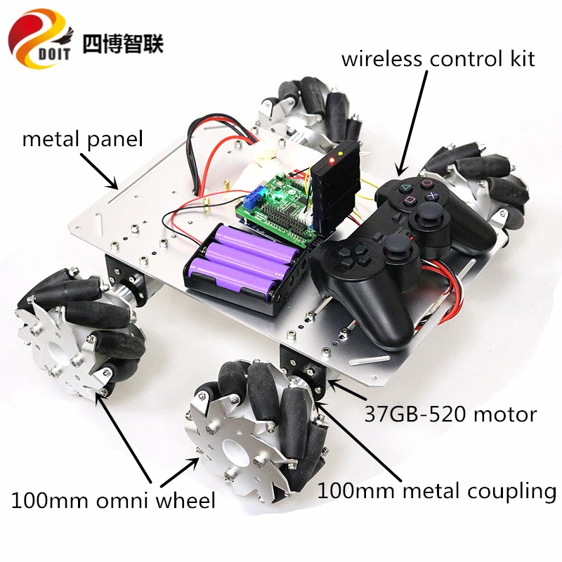 

Wifi/Bluetooth/Handle Control 100mm Mecanum Omni Wheel Smart RC Robot Car Chassis Kit 4WD Ros/ AGV Drift Robotic DIY For Arduino