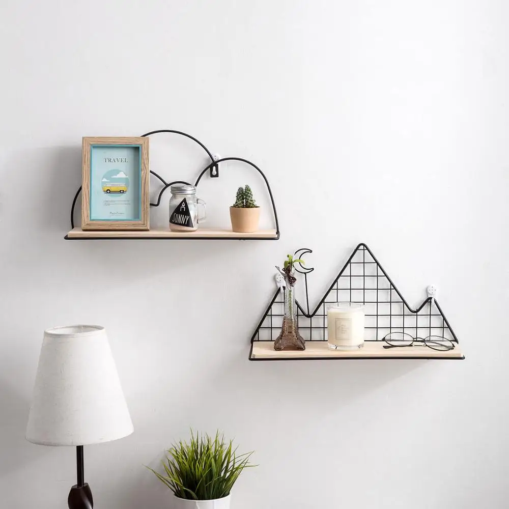 New Iron Hanging Wall Shelf Storage Rack Flower Pots Holder Art Creative DIY Bookshelf Organizer Home Decoration | Дом и сад