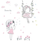 Красивая летняя Наклейка на стену для девушек, декор для спальни, обои, виниловые декоративные наклейки на стену для гостиной, домашний декор, фрески