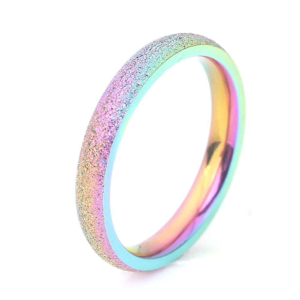 

BAOSHINA Simple Pearl Sand Colorful Stainless Steel Rings For Women Wedding Hand Accessories
