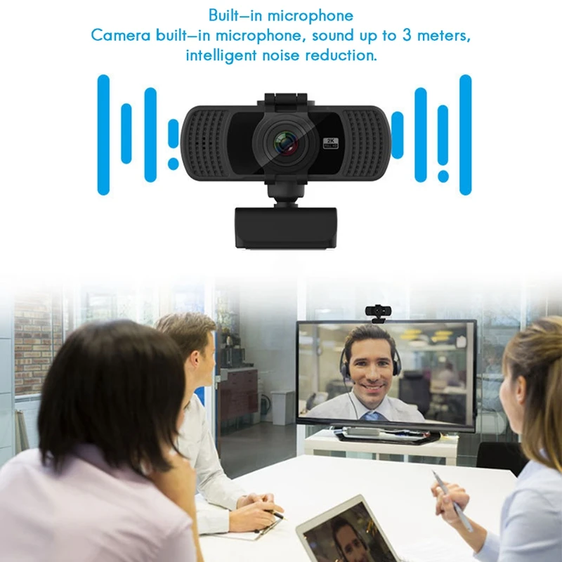 

2K Webcam Web Camera with Microphone Rotatable USB Cameras for Computer PC Live Broadcast Video Conference