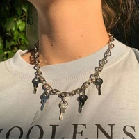 new ins hip hop punk multiple key necklace harajuku vintage key chain pendant necklaces choker for women men fashion jewelry