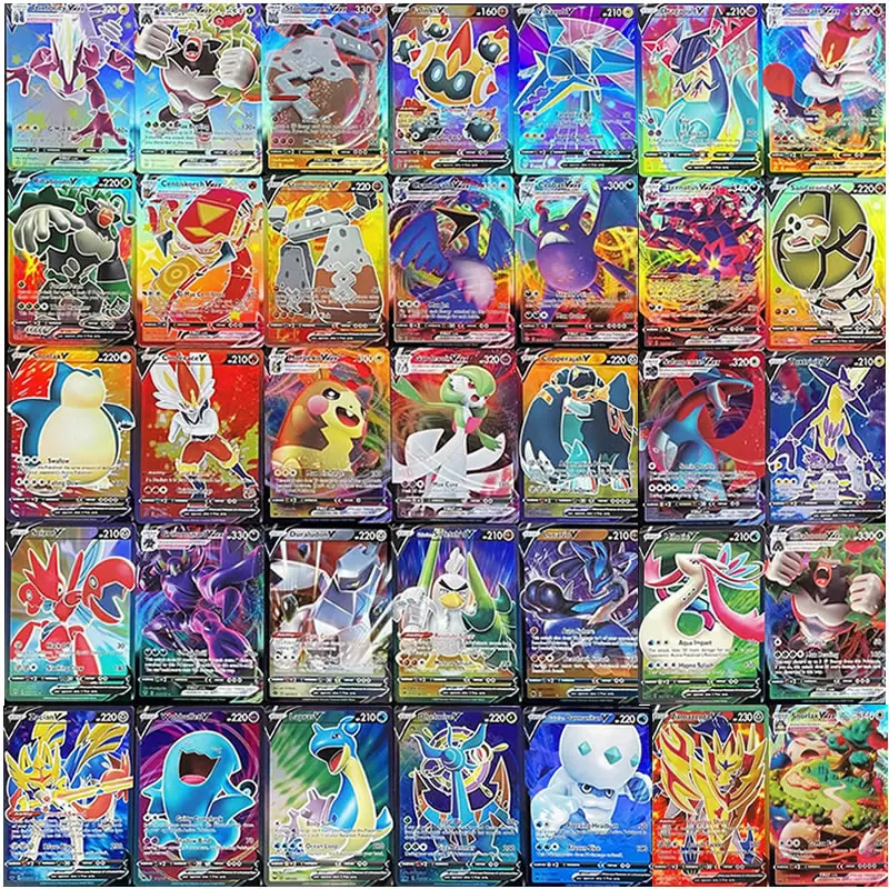 100pcs pokemons v vmax shining card takara tomy playing cards game tag battle carte trading collection children toy free global shipping