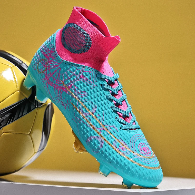 R.xjian brand men's high-top football shoes TF / FG women's children's football shoes socks non-slip training shoes Size33-47#