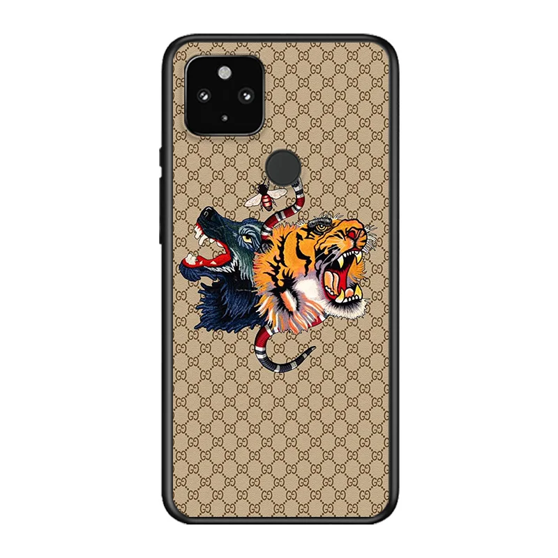 

Italian luxury Snake Tiger Bee Soft TPU Silicone Black Cover For Google Pixel 5 4A 5G 4 XL Phone Case