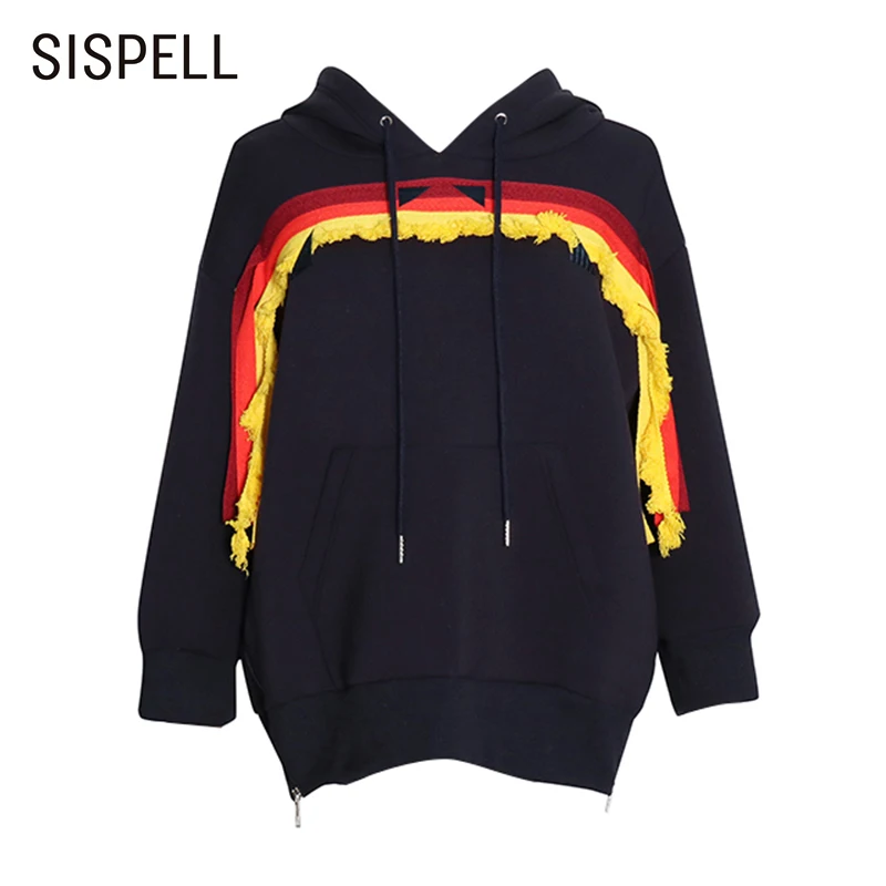 

Женский свитшот SISPELL в стиле пэчворк, с шляпой, на молнии