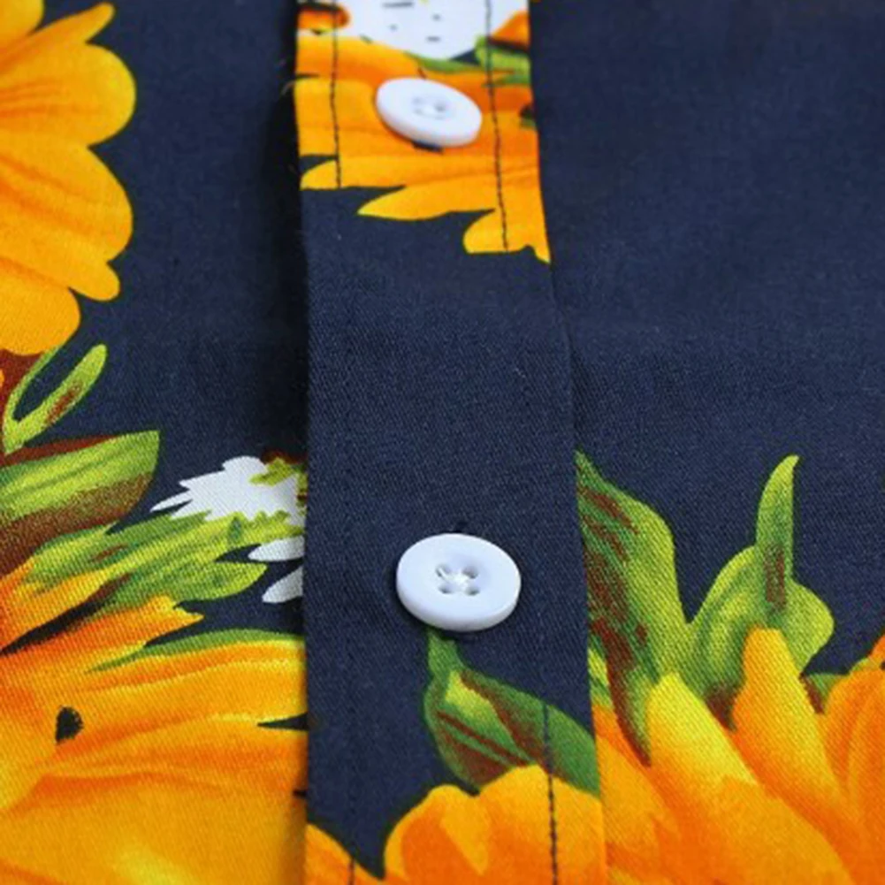 

2020 Summer Men's Fashion Printed Shirts Loose Short Sleeve Lapel Tops Holiday Beach Casual Single-breasted Sunflower Shirts 5XL